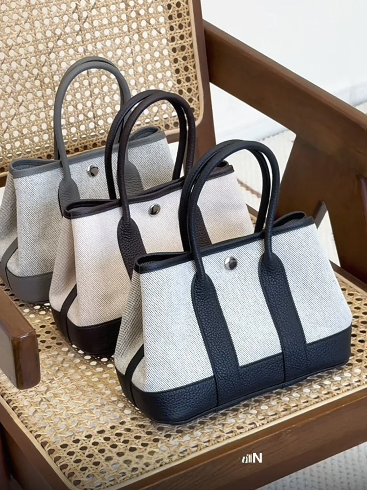 

Сумка-тоут Hanrted из кожи и канваса для сада, женская повседневная сумка с магнитной застежкой и мягкой ручкой