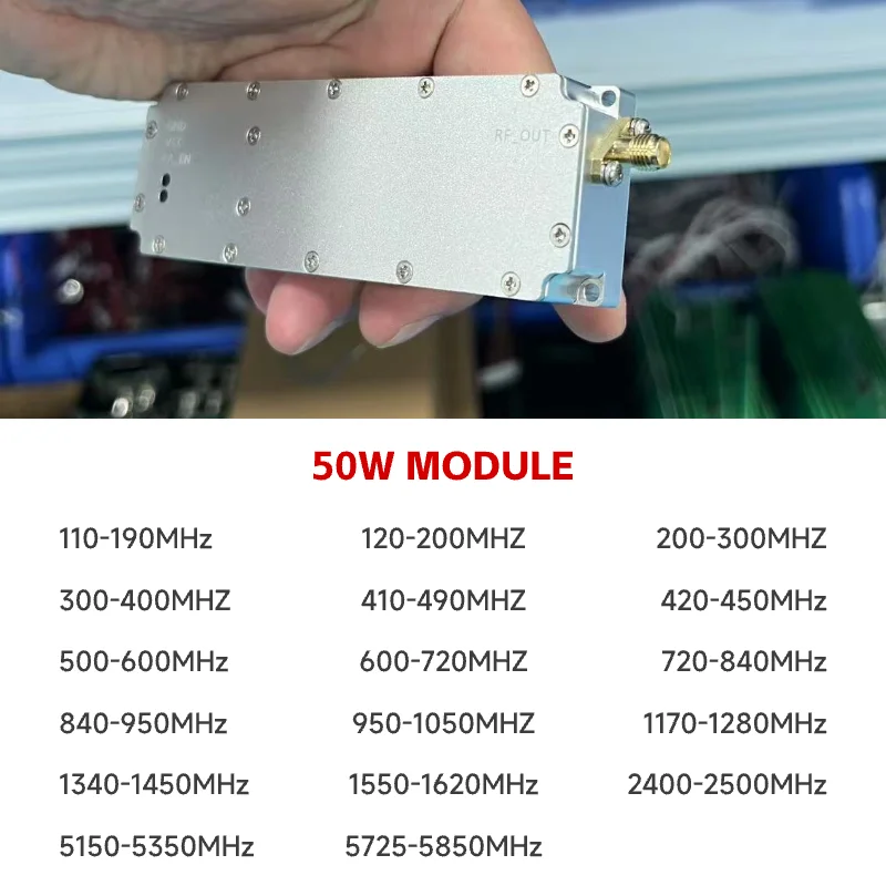 

Радиочастотный модуль 50 Вт 700 МГц-1000 МГц 433 МГц 100 МГц 200 МГц 1,8 ГГц 1,9 ГГц 2,1 ГГц 2,3 ГГц 2,5 ГГц 3,3 ГГц 3,5 ГГц 3,2 ГГц 5,8 ГГц