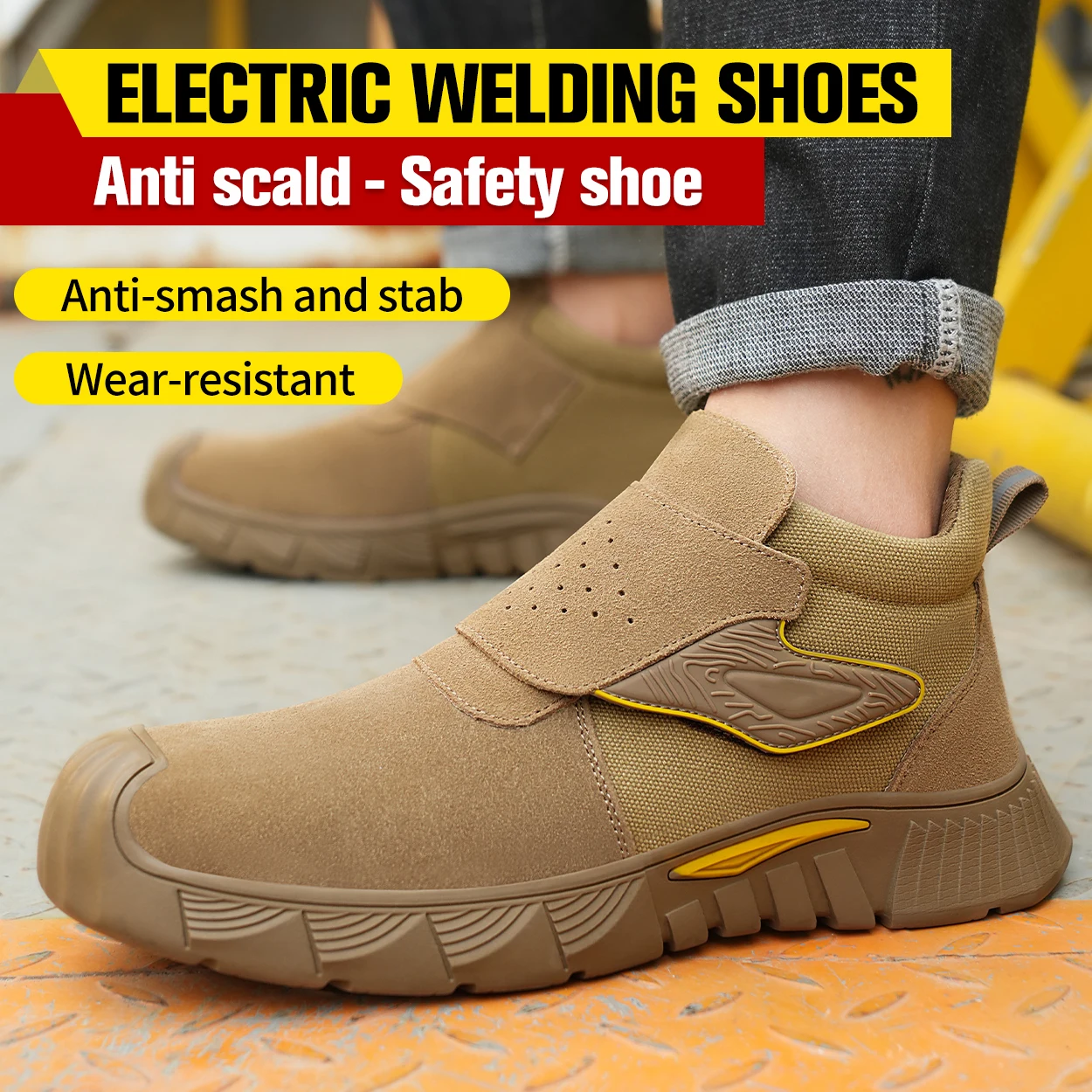 Langlebige Herren-Sicherheitsschuhe, modische Herren-Arbeitsstiefel, durchtrittsichere, stoßfeste, bequeme Fabrik- und Outdoor-Schuhe für Herren – Detail 6