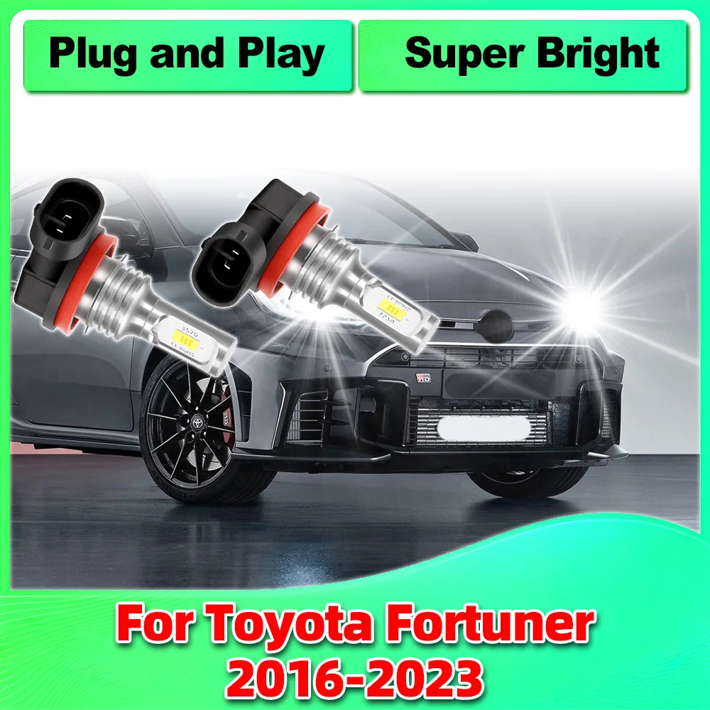 

2PCS LED Fog Light 12V 6000K White 30000LM High Power Auto Car Fog Lamp For Toyota Fortuner 2016-2023 Canbus Bulb Plug and Play