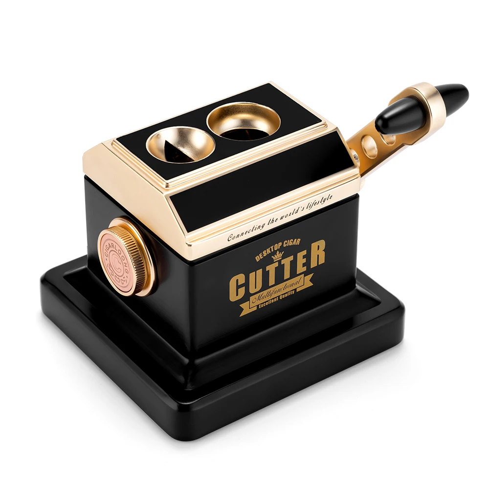 Luxury small 2-hole V cutting machine 2 in 1 desktop cigar cutting machine scissor blade