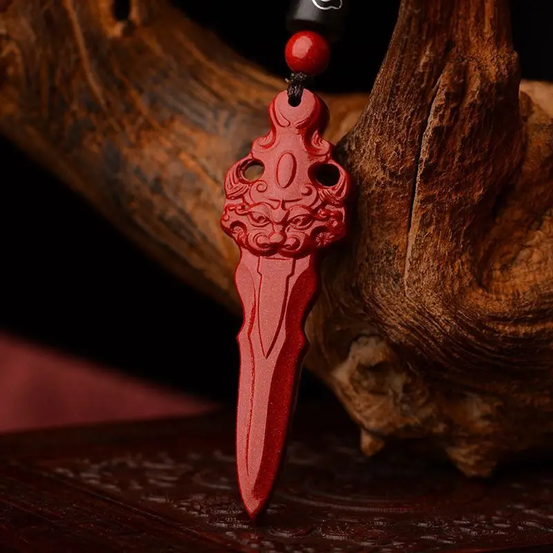 

Natural Cinnabar Stone Dare To Be A Canthus Pendant, Natal Year Jewelry, Men's and Women's Rough Stones, Body Protection