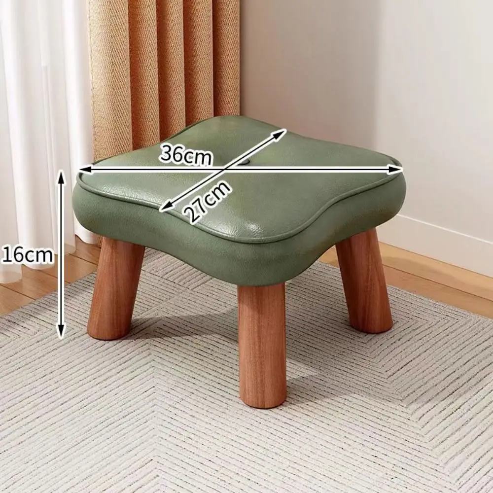 Breathable Soft Solid Wood Small Foot Stool Non-Skid Waterproof Low Seat Stackable Comfortable Small Footstool Ottoman Adult