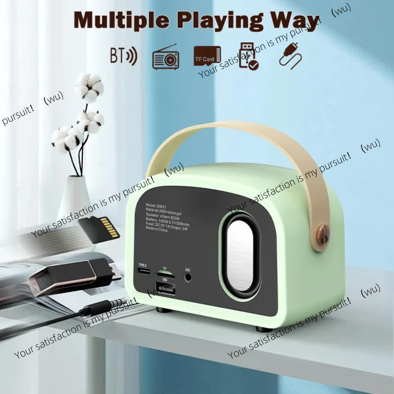 Retro Bluetooth Compatible Speaker Lovely Mini, FM Radio Wireless with TWS Music Player Hifi Stereo TF USB