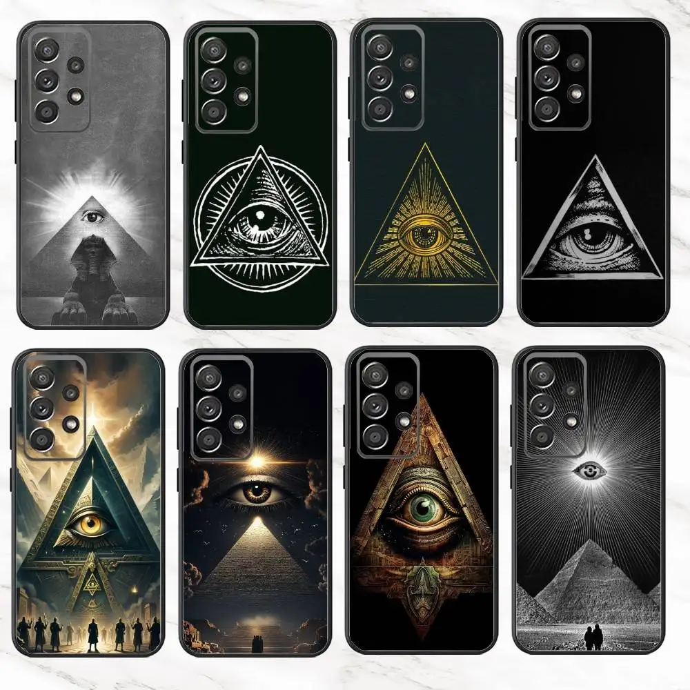 

I-Illuminati Eye Occult Pyramid Phone Case For Samsung S25,S24,S21,S22,S23,S30,Ultra,S20,Plus,Fe,Note,10,9,5G Black Cover