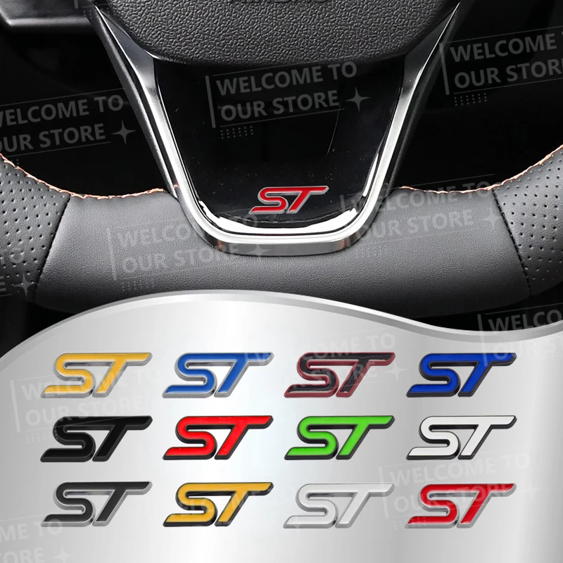 3D Metal ST Car Steering Wheel Badge Sticker Styling Interior Dekoration For Ford ST Line Mondeo Fiesta Focus F-150 Ranger Puma