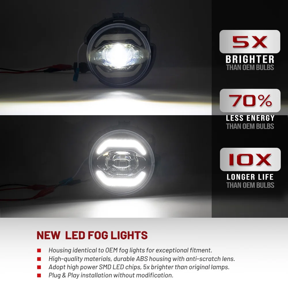 For Subaru Forester 09-13 Impreza WRX STI 08-10 DRL Halo Guide Daytime Running LED Front Bumper Driving Fog Light Assembly Kits
