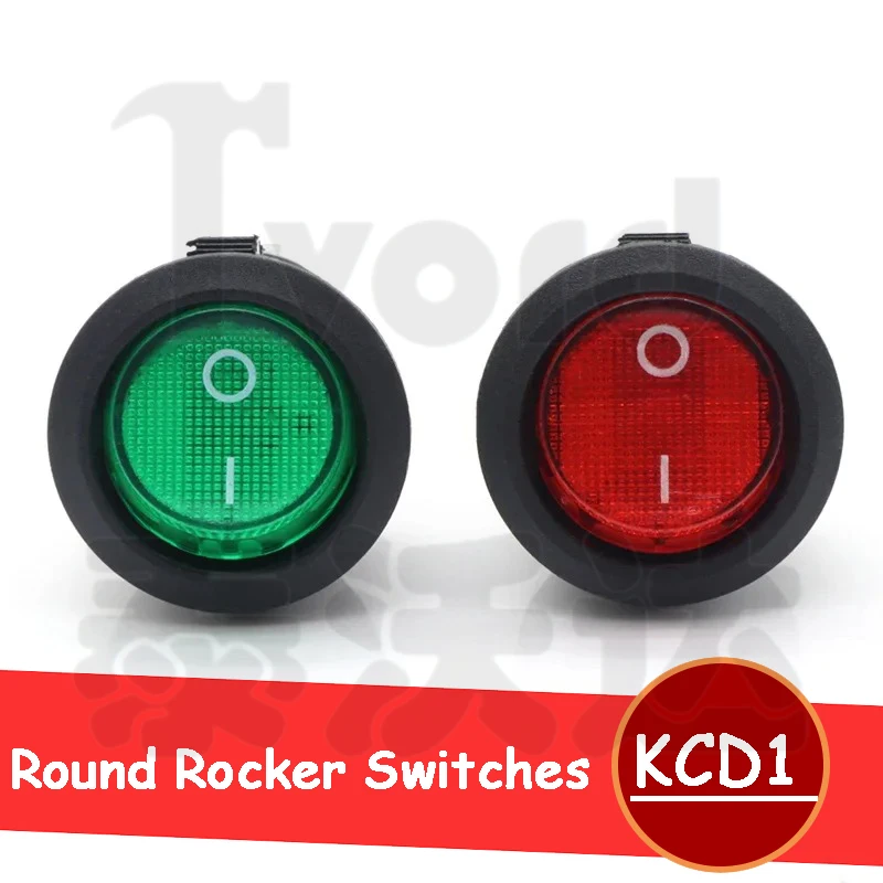

1~200pcs KCD1 Round Rocker Switch 3Pin ON-OFF-ON 2/3 Position 6A/250VAC 10A/125VAC SPST 23mm LED Car Push Button Switches