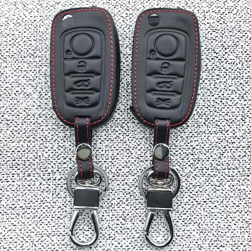 Leder-Autoschlüsselhülle für FIAT Tipo Toro Nuovo Freedom 500X Doblo Argo Grazie Schlüssellos-Fernbedienung Zubehör Schutzhülle