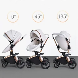 Poussette pour bébé 3 en 1 Aulon, landau rotatif à 360 °, couffin pour nouveau-né, producteurs, siège en coque couchée