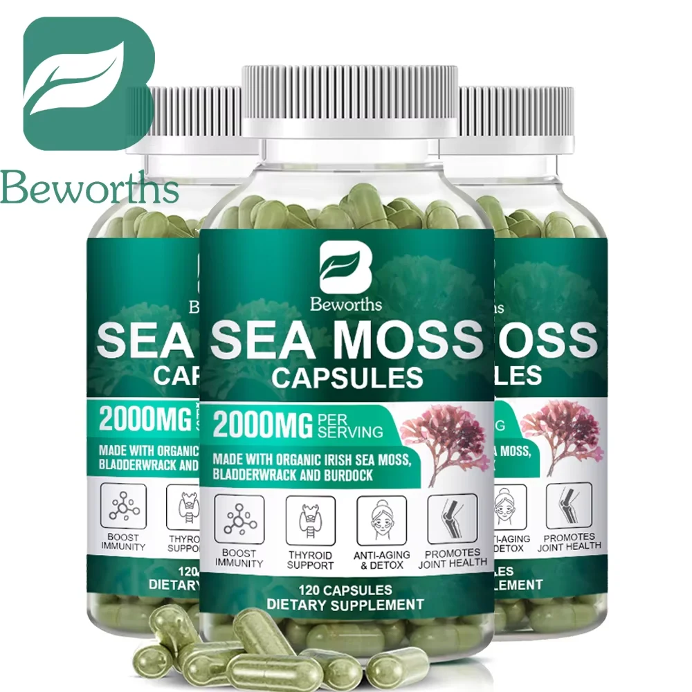BEWORTHS-حبوب الطحلب البحري العضوي ، مناسبة لصحة الأمعاء ، دعم المناعة ، دعم الغدة الدرقية ، الجلد ، المفاصل ، مكافحة الشيخوخة