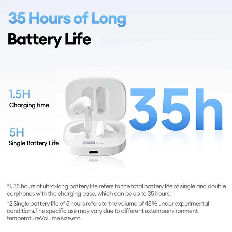 سماعات لينوفو LE209 بلوتوث 6.0 محيطة صوت ستيريو سماعات لاسلكية IPX4 مقاومة للماء 35H سماعة رأس طويلة التحمل