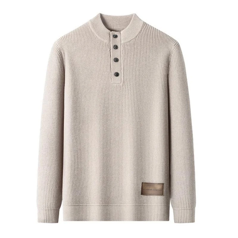 

Autumn Winter Men's Padded Warm Knitted Sweater Semi-high Neck Pullover Loose Jumper Bottoming Primer Shirt Knit Tops XXXXL