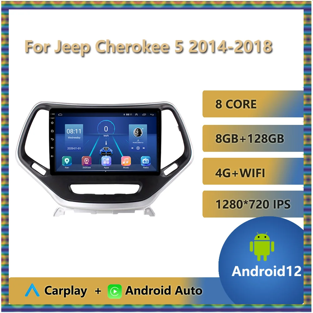 

Автомагнитола на Android 12, мультимедийный видеоплеер для Jeep Cherokee 5 2014-2018, головное устройство Carplay, GPS-навигация, Раздельный экран, FM AM