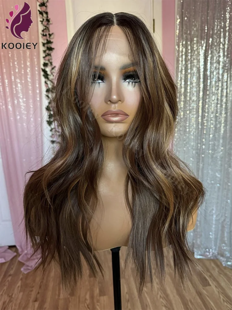 13x6 Hoogtepunt Ombre Wave Kant Voor Menselijk Haar Pruiken Honingblond Gekleurde Bruine Wortels 5x5 Zijden Top sluiting Pruiken Voor Zwarte Vrouwen