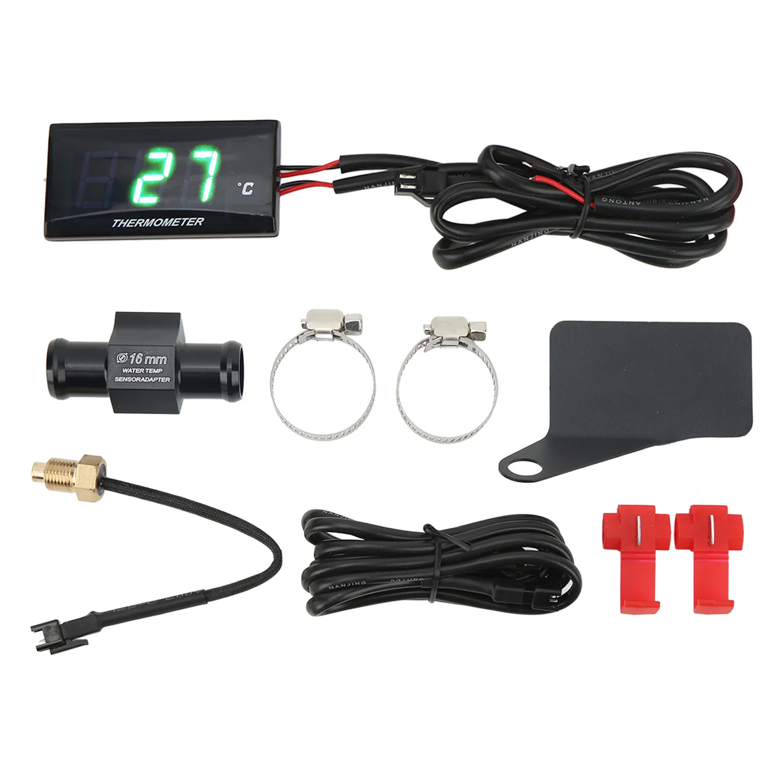 Motorfiets Digitale Thermometer Universele Motorfiets Dc 12V Lcd-Scherm Slanke Watertemperatuurmeter Met 16Mm Tee Voor Motor
