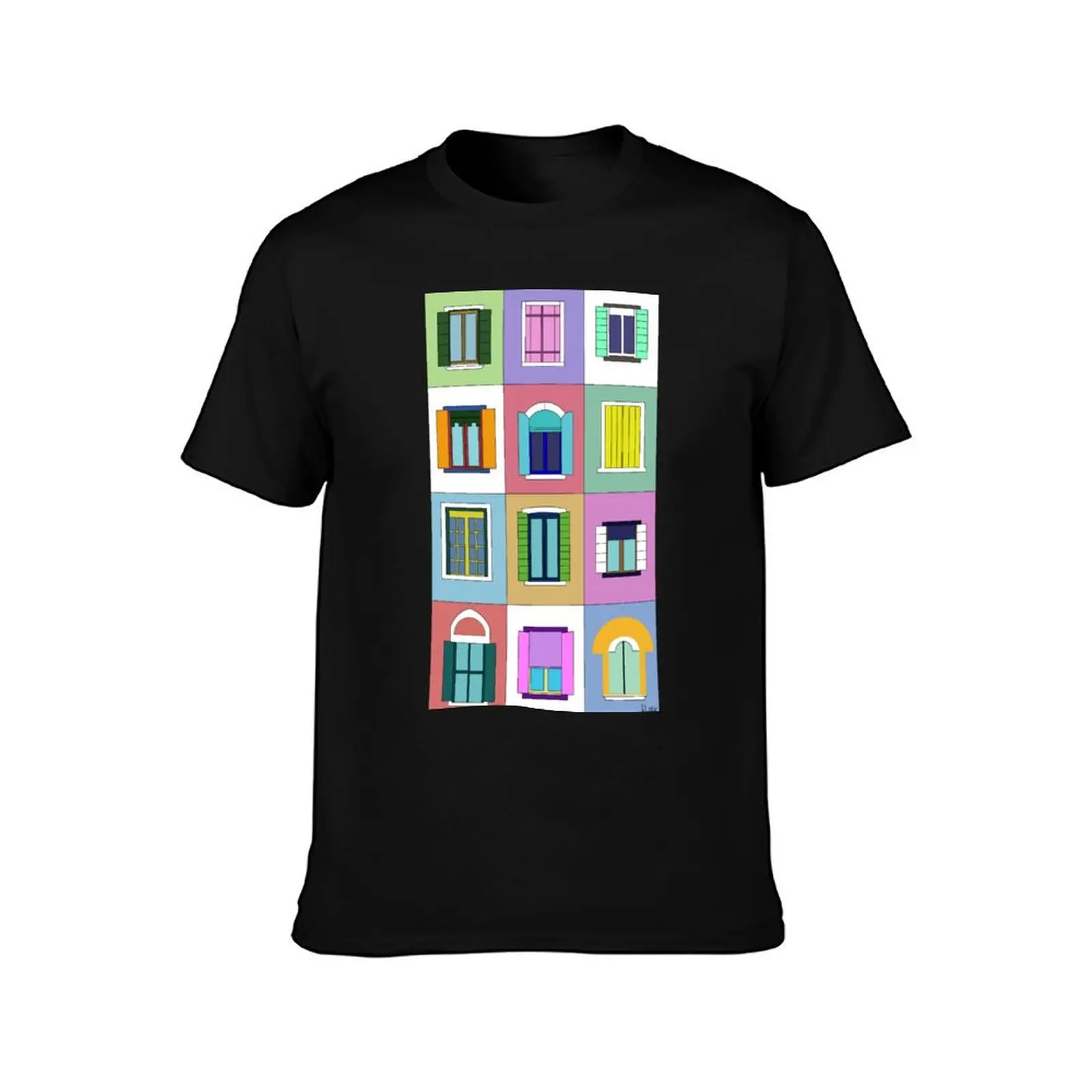 Colored windows T-Shirt Christmas Casual Short Sleeve Top T-Shirt