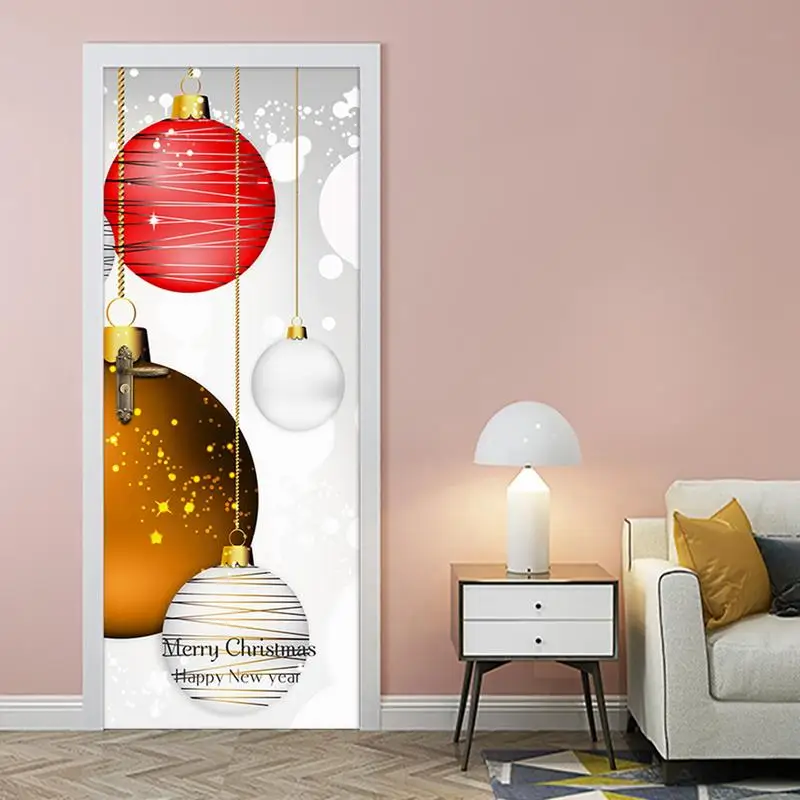 Christmas Door Stickers Decor Removable Door Clings Decorations Funny Holiday Decals Festive Exquisite Seasonal Door Stickers