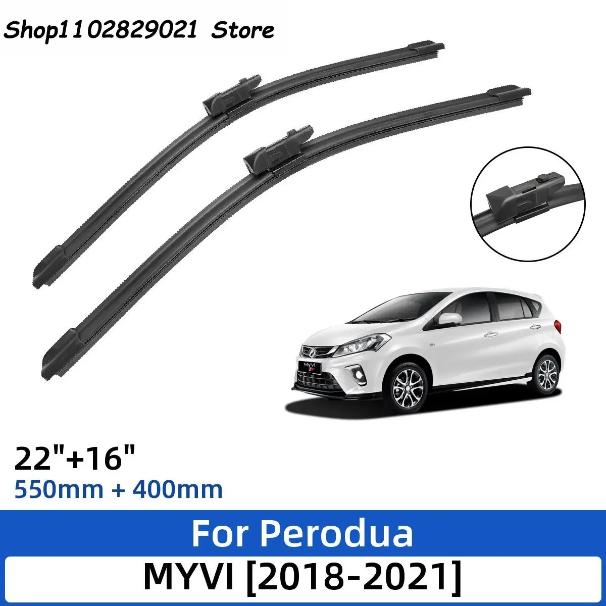 

2PCS For Perodua MYVI 2018-2021 22"+16" Front Wiper Blades Windshield Windscreen Window Cutter Accessories 2018 2019 2020 2021