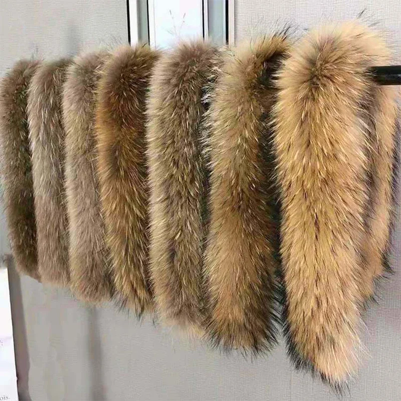 50cm 70cm 75cm 80cm 90cm Natural Mink Fur Collar DIY Apparel Sewing Fluffy Trimming Fabric for Children\'s Fur Collar Decoration