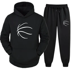 Autumn Winter Mens Sportwear 2pcs Set Hoodies and Sweatpants Classic Male Outdoor Casual Basketball Tracksuit Hooded Pullover