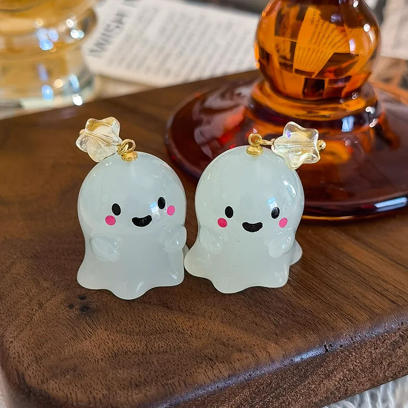 Festival Elements Luminous Resin Material Stereoscopic Ghost Ear Nails UNISEX Funny Fun Cute Halloween Element Earrings