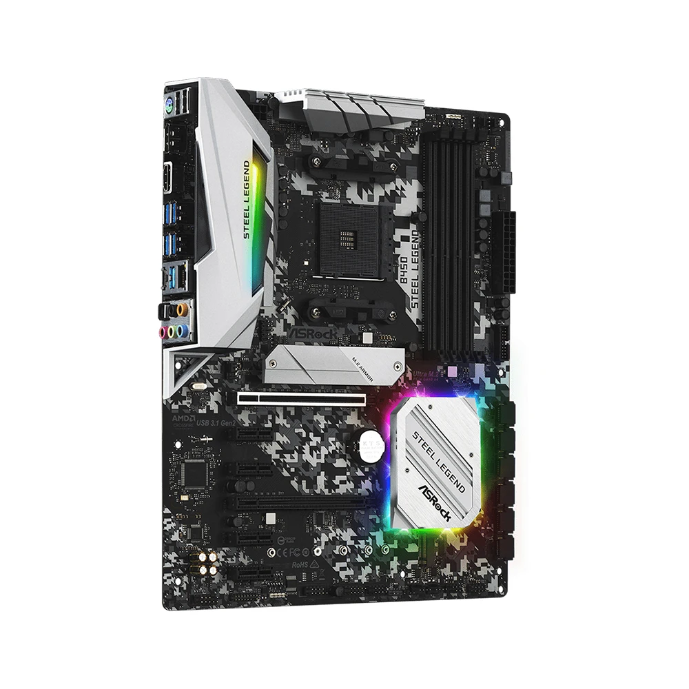 ASRock B450 STEEL LEGEND Motherboard Support Ryzen 5 5600 5600G R7 5700X3D 5800X CPU 4xDDR4 128GB HDMI M.2 ATX AM4 Mainboard