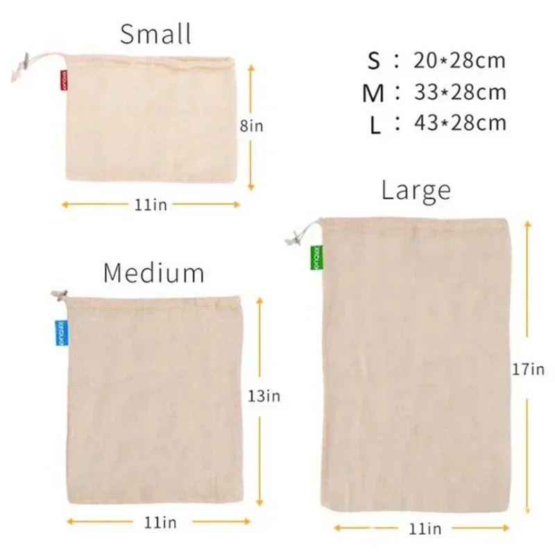 Organic Cotton Net Bag Drawstring Bundle Mouth Vegetable and Fruit Bag Cotton Net Bag Can Be Recycled and Sold Well