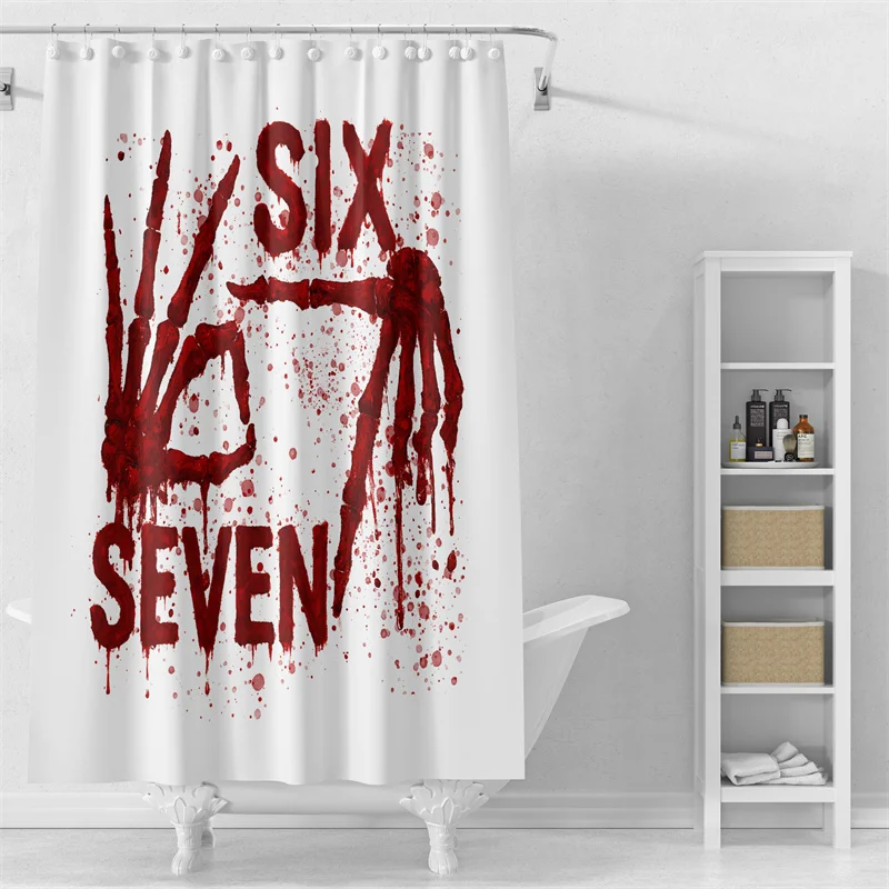 Gaslight Gatekeep Girlboss Spooky Halloween 67 Skeleton 67 Hand Shower Curtain Set with Grommets and Hooks for Bathroom Decor