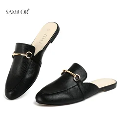 2024 Spring And Summer Women’s Outer Wear Slippers Flat Shoes Women's Casual Mules Stylish Metal Decoration Casual Single Shoes