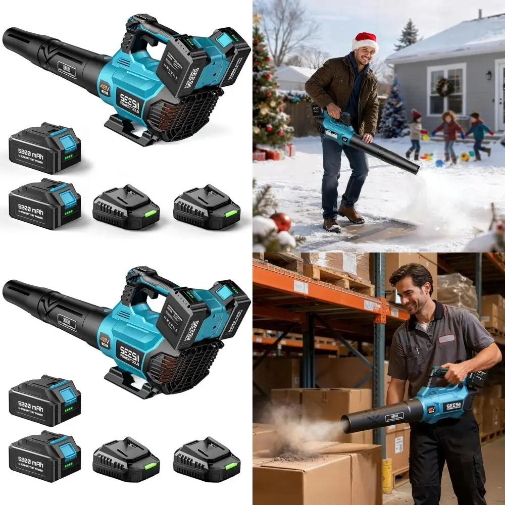 

Cordless 40V Leaf Blower with 600CFM, 160MPH Brushless Motor, 2x5200mAh Batteries, Charger, Turbo and Variable Speed Control for