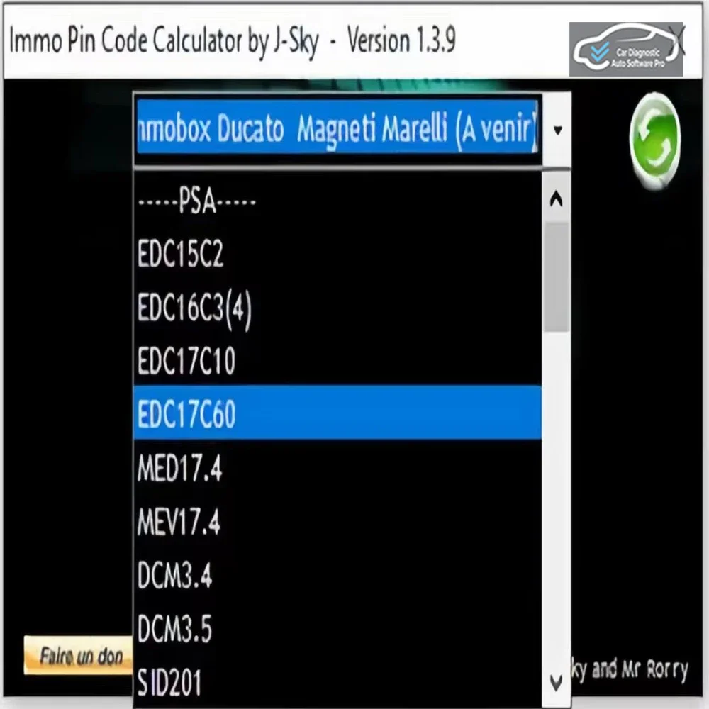 IMMO PIN CODE Calculator V1.3.9 Coding Auto Repair Software Tool for Decoding PSA ECU Keys by Dum