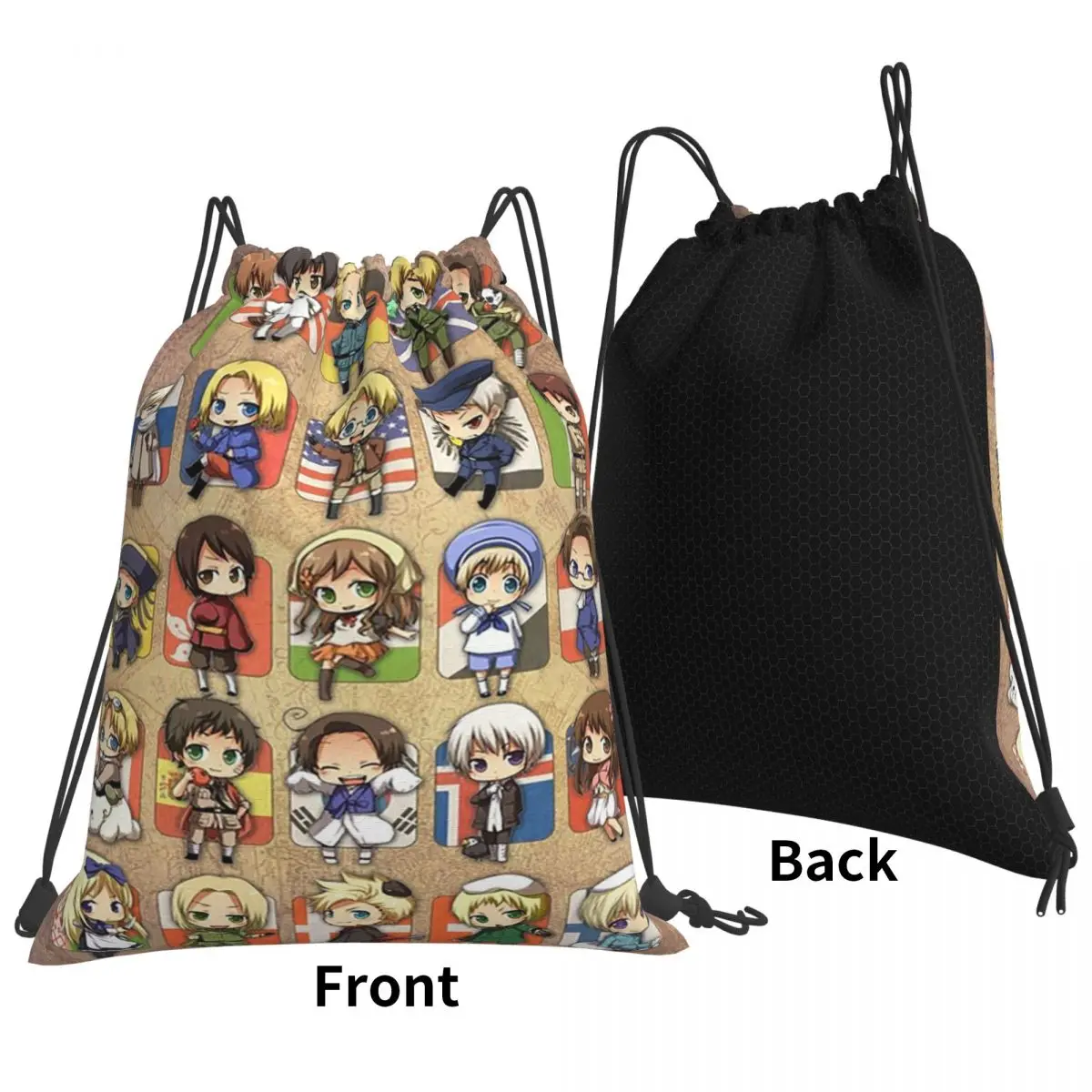 Hetalia Group Rucksäcke, tragbare Kordelzugtaschen, Kordelzugbündel, Tasche, Sporttasche, Büchertaschen für Reisen, Schule