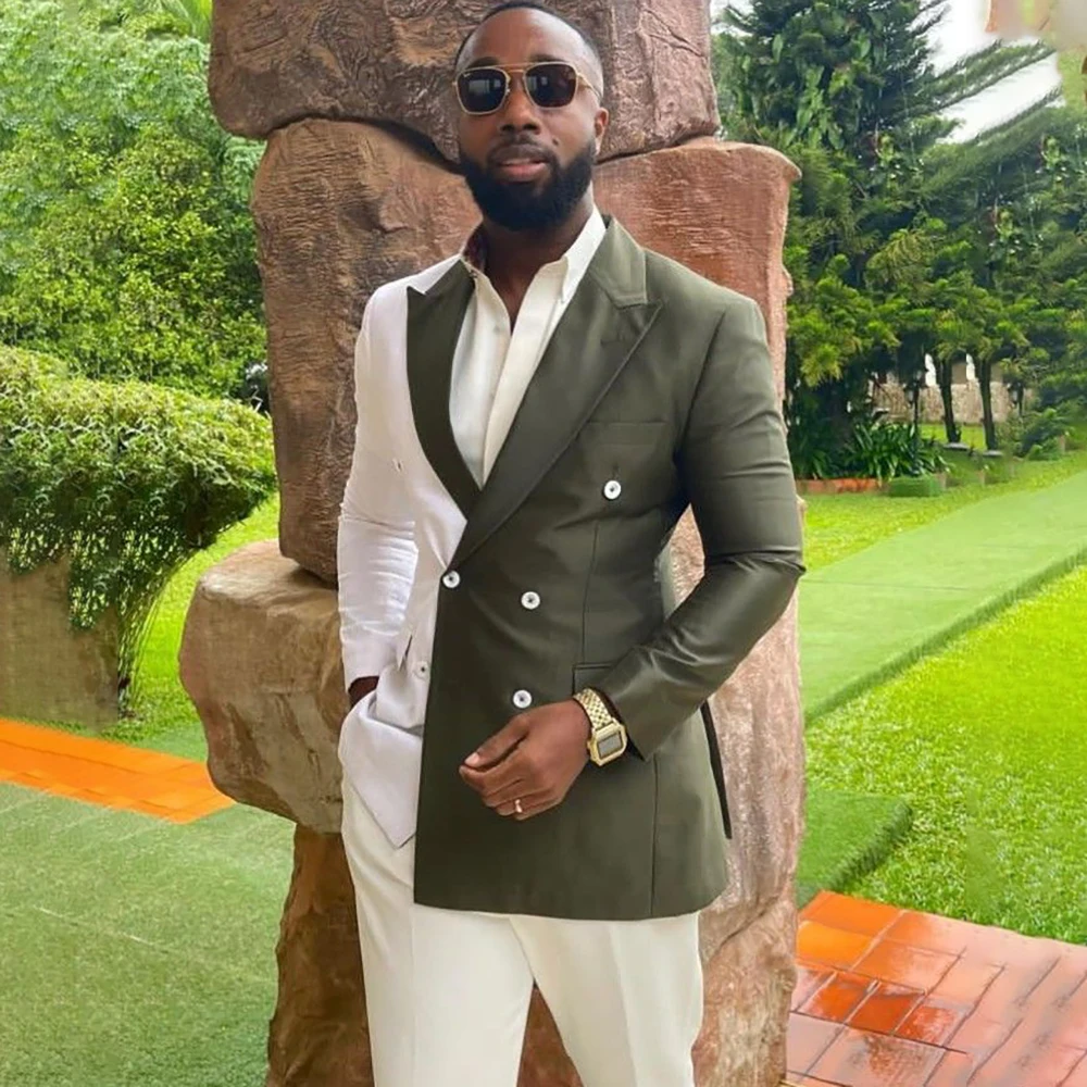 

Stylish Men's Suits Back Vent Double Breasted Blazer Formal Travel Wedding 2 Piece Jacket Pants Custozmeid Male Outwear Costume