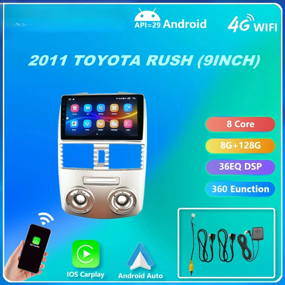 GPS นําทาง Android มัลติมีเดียสําหรับ Toyota Rush 2006-2016 PX6HD Touch Screen เครื่องเล่นวิดีโอ CarPlay ออโต้สเตอริโอ