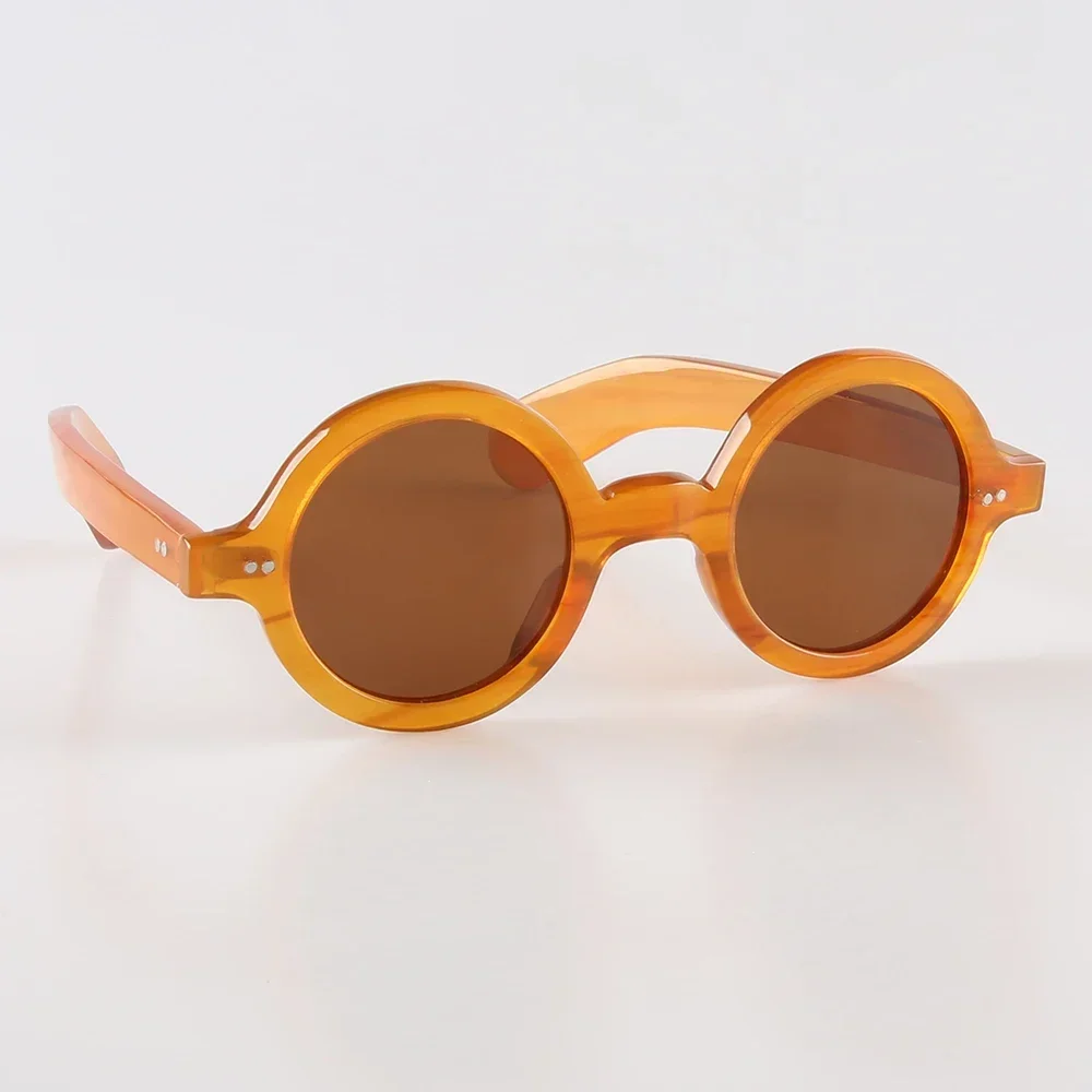 Women Sunglasses Man Classical Rivets Unique Vinatge Fashion  Hand Made Round Horn Glasses Polarized Luxury Sunglass Men