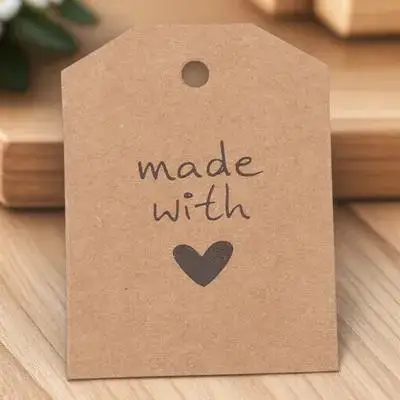 

100pcs Wedding Gift Tags Paper Custom Kraft Tags Twine Party Anniversary Luggage Favours Heart Letter Design Fish Tail Shape