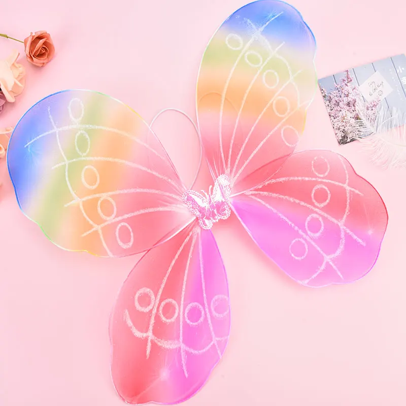 Girls Fairy Butterfly Wing Rainbow Children Birthday Party Fancy Dress Up
