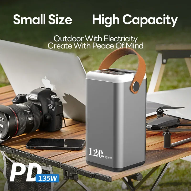 135W Portable Power Bank 120000mAh Large Capacity Energy Storage Power Bank Outdoor Camping Laptop Tablet Battery Mobile Phone