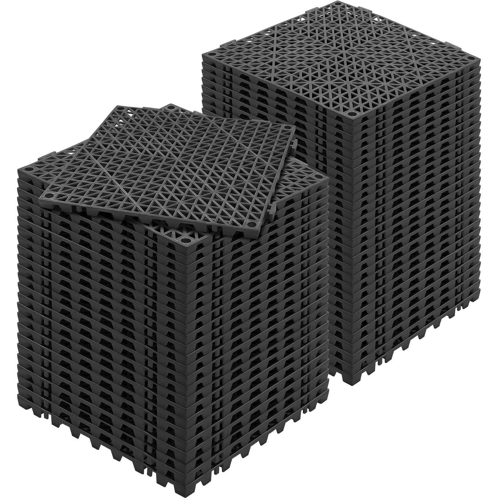 VEVOR Loseta de PVC Losetas Autoventiladas 55 PCS Baldosa de Clip Calada para Suelo 30x30x1,5 cm Baldosa de Jardín de Enclavamiento Drenaje Rápido Interior Exterior para Terraza Cocina Spa Baño, Negro