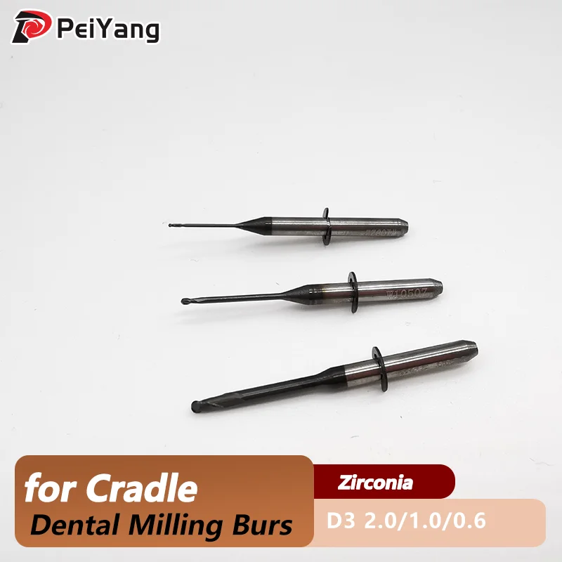 

Фрезы для зуботехнических станков Cradle A51/A52/A53 D3 2.0/1.0/0.6 для обработки циркония, PMMA и других материалов CAD/CAM для зуботехнических лабораторий