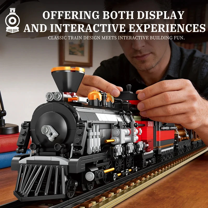 2851-teiliges Norfolk and Western 578 Zug-Bausteinset Retro Dampfzug Schienenmodell Bausteine Desktop-Ornament Puzzle-Spielzeug Geschenk