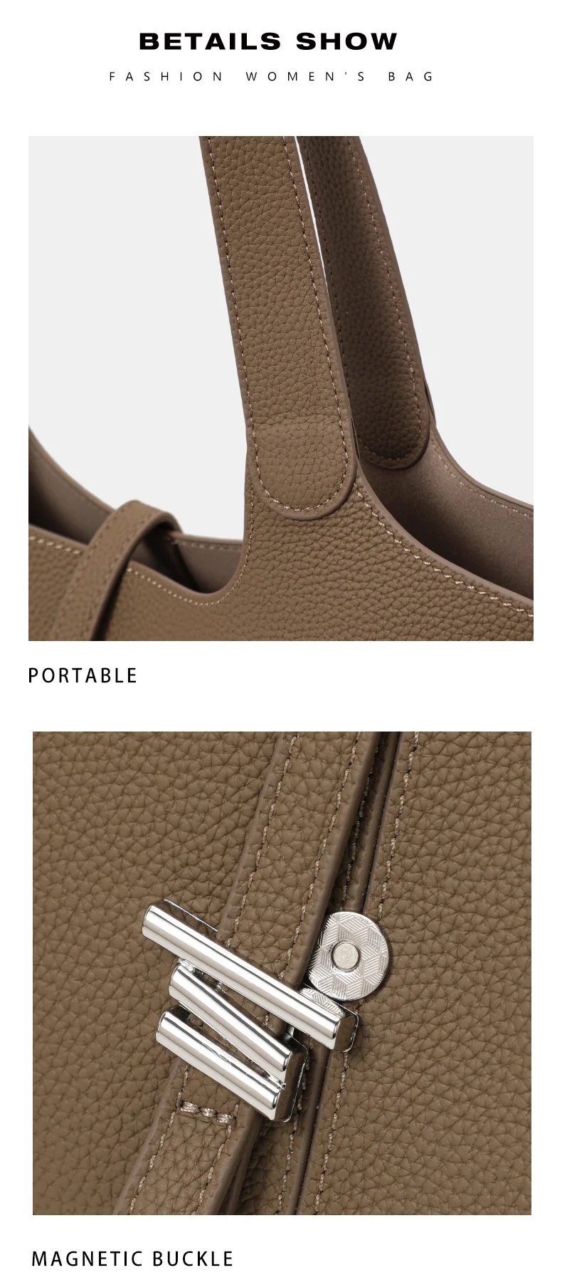 Vielseitige Echtleder-Tasche für Damen, 2026 Neue Handtasche aus Rindsleder der Ersten Schicht, Windspiel-Handtasche, Schultertasche mit Großer Kapazität – Detail 11
