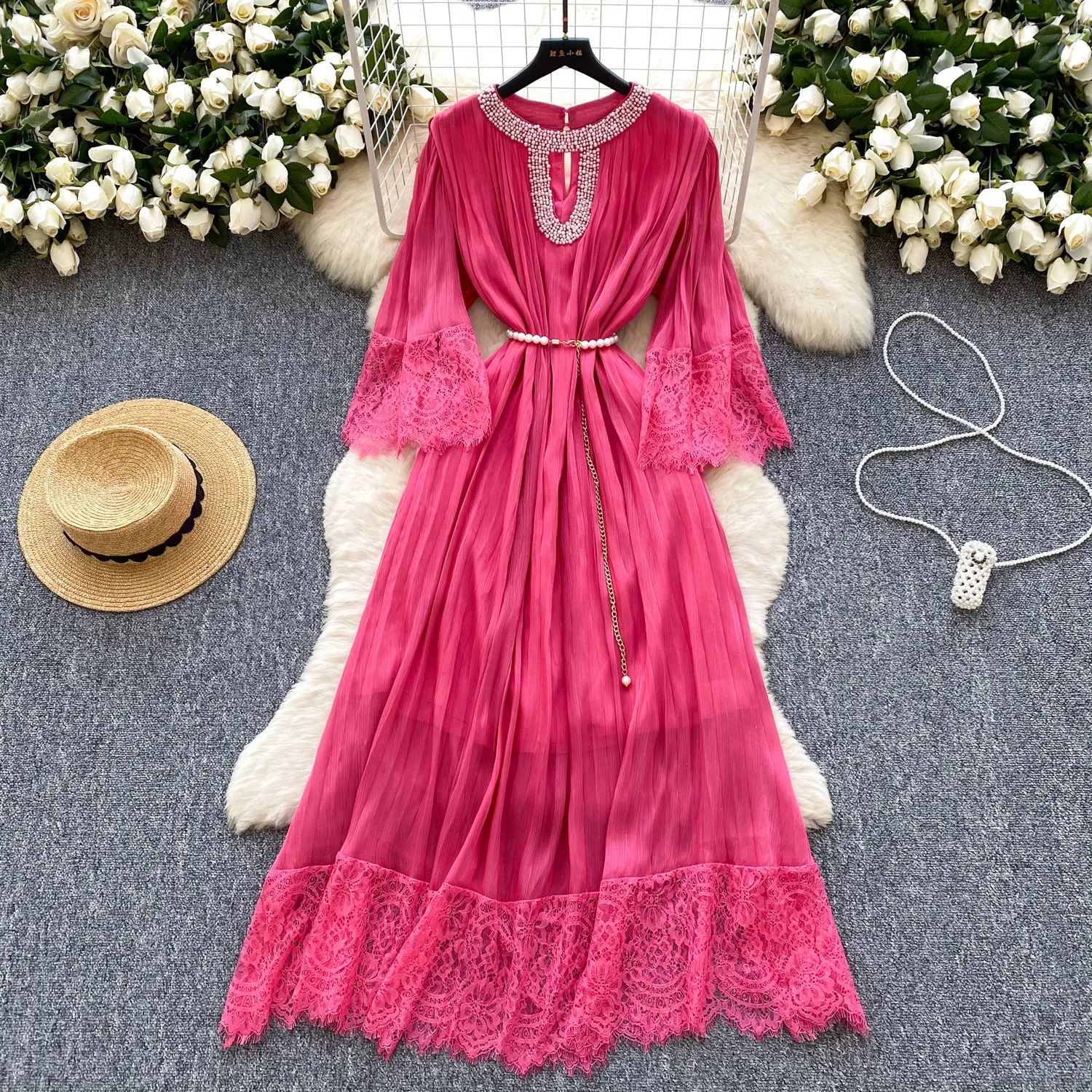 

Gown Dress Women Long Dresses Party Night A Line Vestidos Streetwear Round Neck High Waist Elegant Splice Y2k Summer 2025