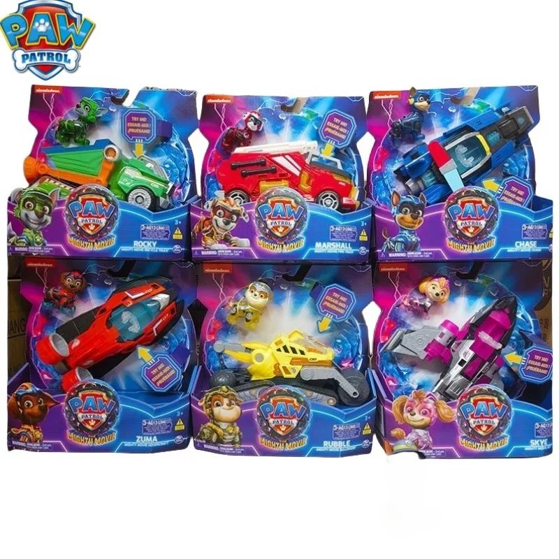 Nuovo originale Paw Patrol Vehicle Car Ryder Tracker Everest Chase Rex Skye Rocky Marshall Zuma Action Figure regalo di compleanno giocattolo