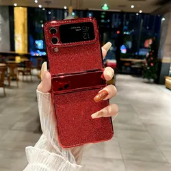 For Samsung Galaxy Z Flip 4 3 5G Case Luxury Electroplated Bling Glitter Folding Hingle Shockproof Hard Back Cover Accessories