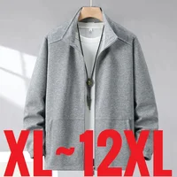Chaqueta de primavera de talla Extra grande para hombre, abrigo con cremallera y cuello levantado para hombre, ropa de abrigo holgada informal de moda para el trabajo de 10XL y 12XL