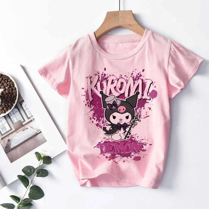 Funny T Shirt Kuromi Kawaii Manga Japanese Anime Children Kuromi T-shirt Kids Clothes Tshirt Tops Tee Boys Girls Tee Baby Cute