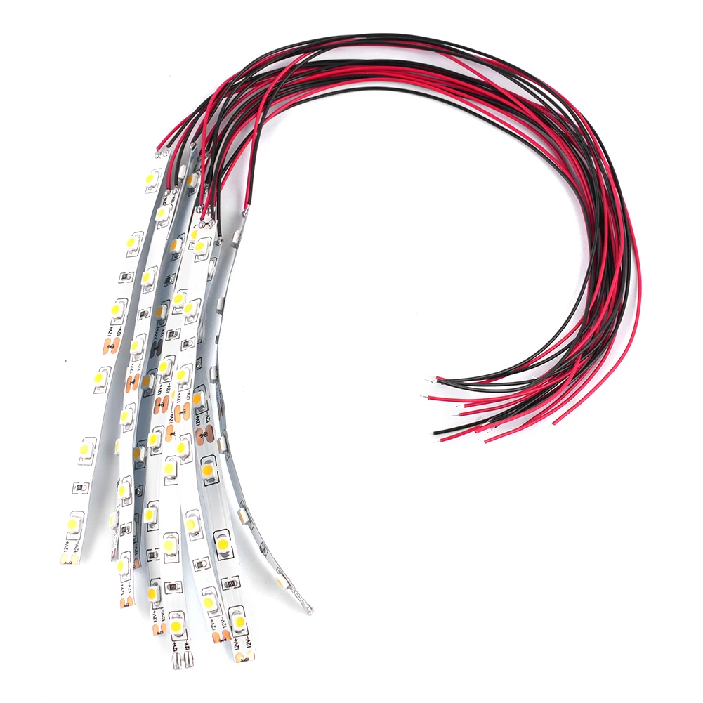 10pcs Pre Wired White Strip 6 Led for smd LED Light Self-adhesive Flexible 12V~18V Perfect For Railway & Building Layout