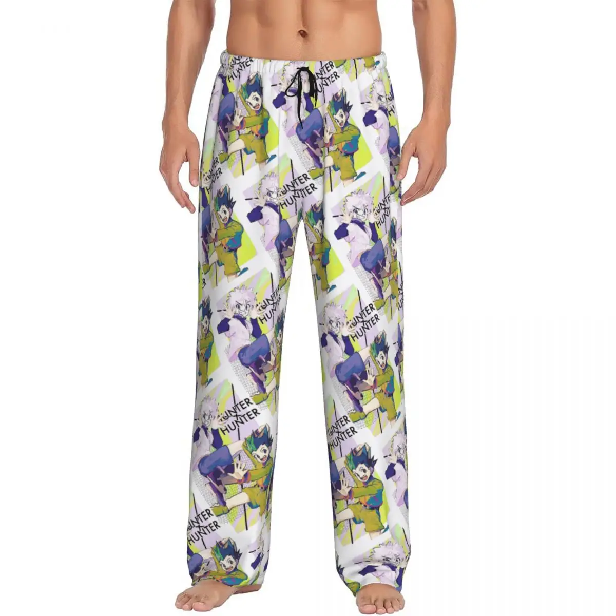 

Мужские пижамные штаны в стиле аниме HXH с принтом на заказ, одежда для сна, штаны для сна с карманами